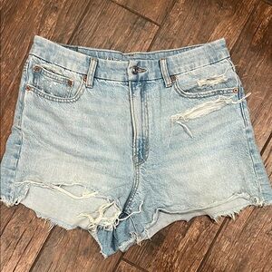 Light Blue Distressed Denim Shorts